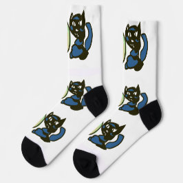 Happy Green Jack o Lantern Black Cat  Socken