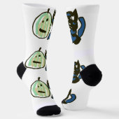 Happy Green Jack o Lantern Black Cat Socken (Gewinkelt)