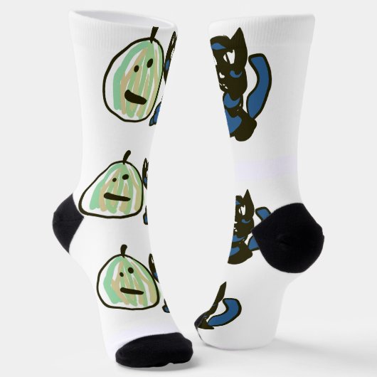 Happy Green Jack o Lantern Black Cat  Socken (Gewinkelt)