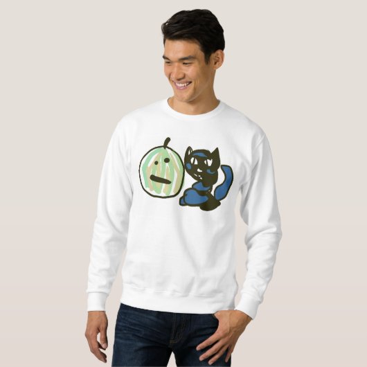Happy Green Jack o Lantern Black Cat  Sweatshirt (Vorne ganz)