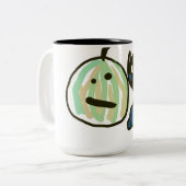 Happy Green Jack o Lantern Black Cat Zweifarbige Tasse (Vorderseite Links)
