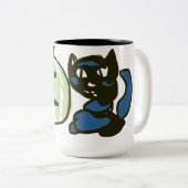 Happy Green Jack o Lantern Black Cat Zweifarbige Tasse (VorderseiteRechts)