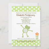 Happy Green Leap Frog Baby Shower Einladungen (Vorderseite)