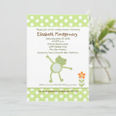 Happy Green Leap Frog Baby Shower Einladungen (Stehend Vorderseite)