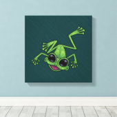 Happy Green Tree Frog Leinwanddruck (Insitu (Holzboden))