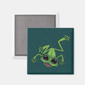 Happy Green Tree Frog Magnet (Vorderseite/Rückseite)