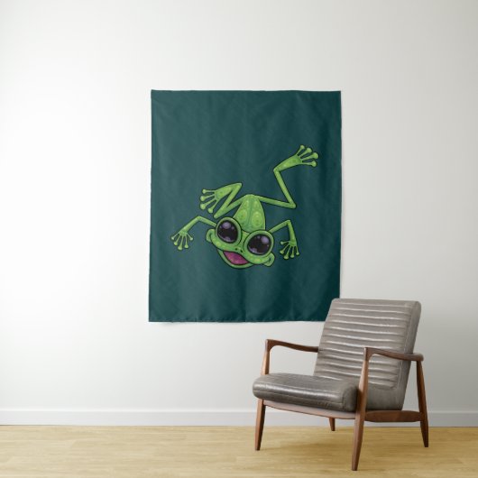 Happy Green Tree Frog Wandteppich (Beispiel)