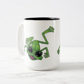 Happy Green Tree Frog Zweifarbige Tasse (Vorderseite Links)