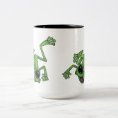 Happy Green Tree Frog Zweifarbige Tasse (Mittel)