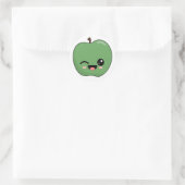 Happy Green Winking Apple Runder Aufkleber (Tasche)