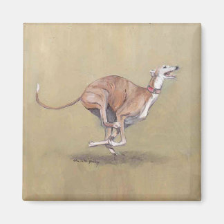 Happy Greyhound Dog Art Magnet