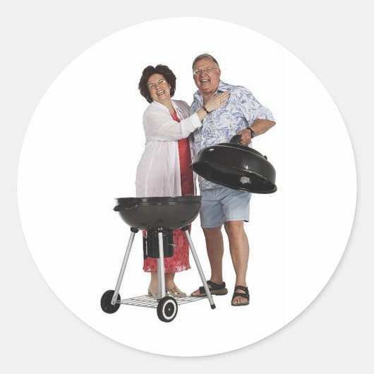 Happy Grilling Runder Aufkleber (Vorderseite)