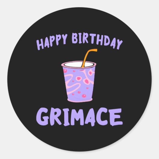 Happy Grimace Lila Milkshake Hbd Runder Aufkleber (Vorderseite)