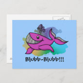 Happy Grinning Whale Postkarte (Vorne/Hinten)