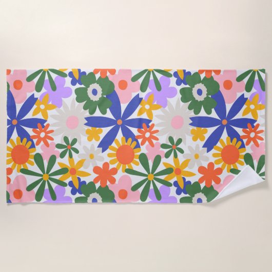 Happy Gross Primary Color Blume Explosion Strandtuch (Vorderseite)