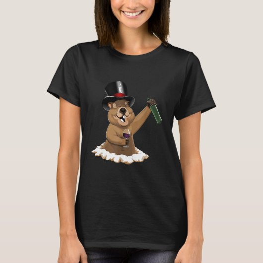 Happy Ground Hog Day Wein Flasche Lover Hat T-Shirt (Vorderseite)