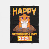 Happy Groundhog Day 2024 Woodchuck Weather Meteoro Fleecedecke (Vorderseite)