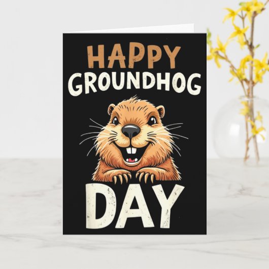 Happy Groundhog Day _3 Karte (Gelbe Blume)