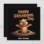 Happy Groundhog Day Celebrate mit Spaß, Spaß Einladung (Vorne/Hinten)