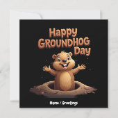 Happy Groundhog Day Celebrate mit Spaß, Spaß Einladung (Vorderseite)