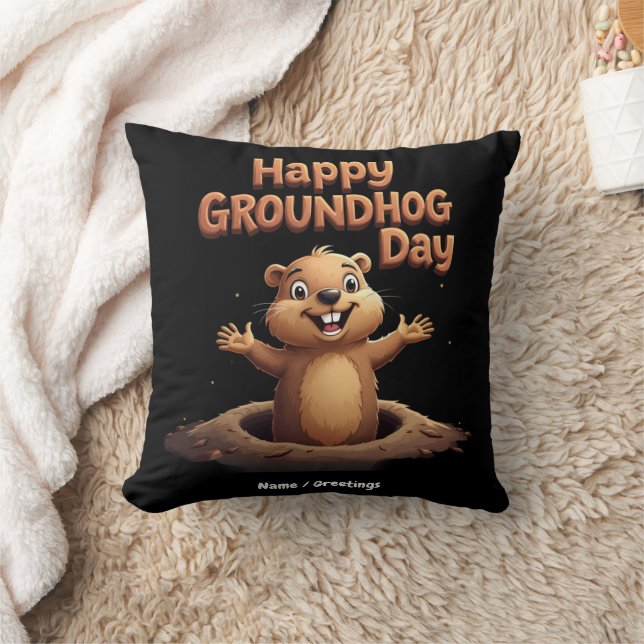 Happy Groundhog Day Celebrate mit Spaß, Spaß Kissen (Decke)