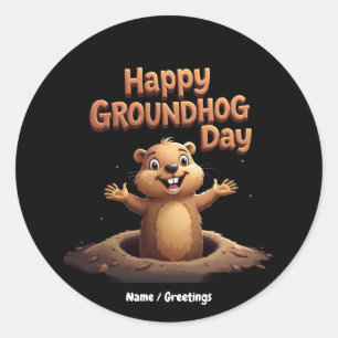 Happy Groundhog Day Celebrate mit Spaß, Spaß Runder Aufkleber