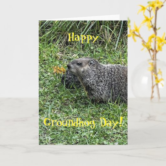 Happy Groundhog Day, custom greeting cards Karte (Gelbe Blume)