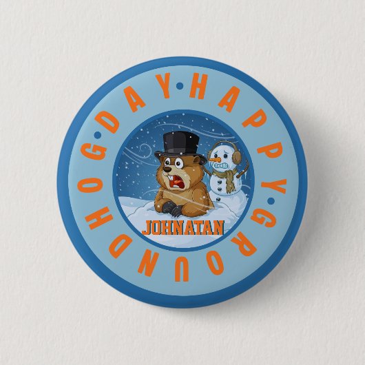 Happy Groundhog Day Custom Name Funny Button (Vorderseite)
