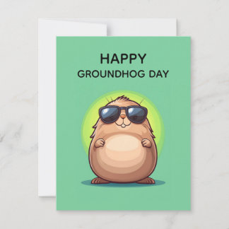 Happy Groundhog Day Cute Colorful Woodchuck  Feiertagskarte