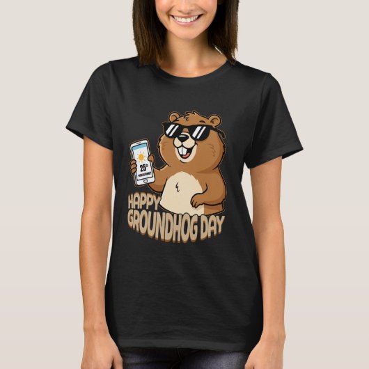 Happy Groundhog Day Cute Woodchuck Funny Groundhog T-Shirt (Vorderseite)