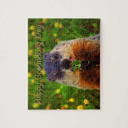 Happy Groundhog Day Eating Blume Puzzle (Vertikal)