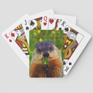 Happy Groundhog Day Eating Blume Spielkarten
