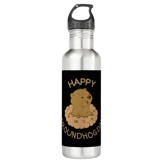 Happy Groundhog Day Edelstahlflasche (Vorderseite)