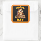 Happy Groundhog Day Februar Quadratischer Aufkleber (Tasche)