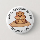Happy Groundhog Day | February 2nd Button (Vorderseite)