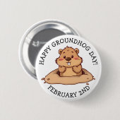 Happy Groundhog Day | February 2nd Button (Vorne & Hinten)