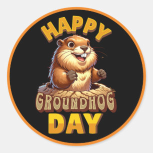 Happy Groundhog Day, Fun Februar Runder Aufkleber