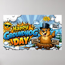 Happy Groundhog Day Funny Backdrop