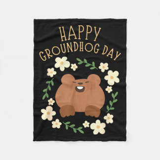 Happy Groundhog Day - Funny Celebration  Fleecedecke