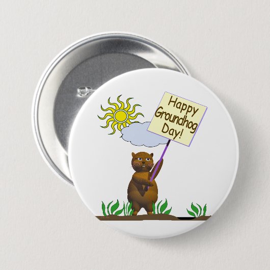 Happy Groundhog Day Groundhog Button (Vorne & Hinten)