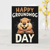 Happy Groundhog Day  Karte (Gelbe Blume)