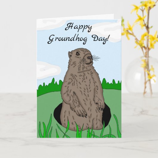 Happy Groundhog Day Karte (Gelbe Blume)