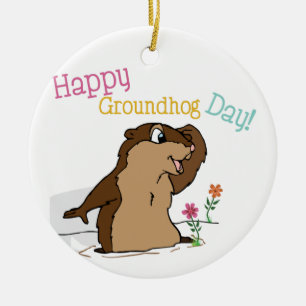 Happy Groundhog Day Keramik Ornament