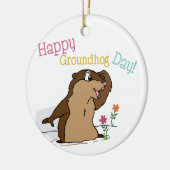 Happy Groundhog Day Keramik Ornament (Links)