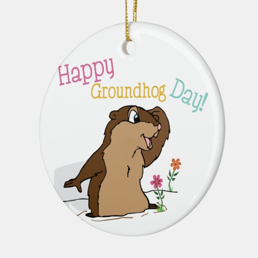 Happy Groundhog Day Keramik Ornament (Links)