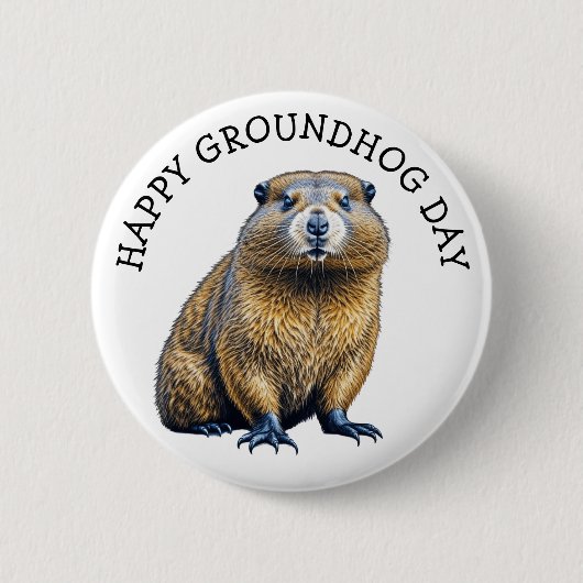 Happy Groundhog Day Niedlich Holiday Button (Vorderseite)
