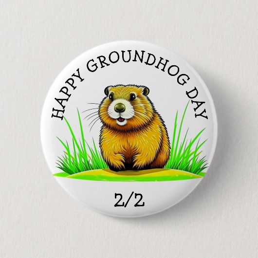 Happy Groundhog Day Niedlich Holiday Button (Vorderseite)
