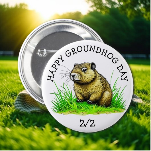 Happy Groundhog Day Niedlich Holiday Button