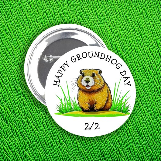 Happy Groundhog Day Niedlich Holiday Button