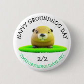 Happy Groundhog Day Niedlich Holiday Button (Vorderseite)